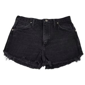 Wrangler Black Denim Frayed Hem Jean Shorts